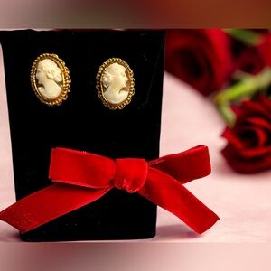 Elegant Gold Cameo Earrings